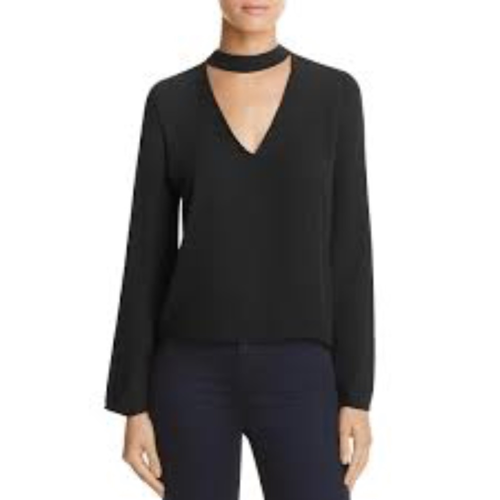 Black Balloon Sleeve Choker Neck Top